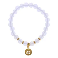 Браслет Знаки Зодиака - Рак с синтетическим Лунным камнем 8мм BSZE05-04