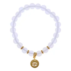 Браслет Знаки Зодиака - Рак с синтетическим Лунным камнем 8мм BSZE05-04