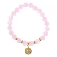 Браслет Знаки Зодиака - Телец с синтезитом Розовый кварц 8мм BSZE05-14