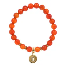 Браслет Знаки Зодиака - Близнецы с натамнем Сердолик 8мм BSZE05-15