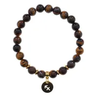 Браслет Знаки Зодиака - Стрелец с натуральным Тигровым глазом 8мм BSZE05-21