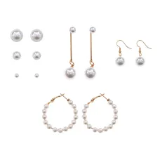 Набор из шести пар серег с искусственным жемчугом SEN010-02