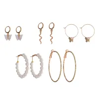 Набор из пяти пар серег, цвет золотой SEN011-05