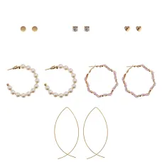 Набор из шести пар серег, цвет золотой SEN012-01