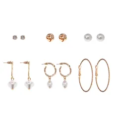 Набор из шести пар серег, цвет золотой SEN012-03