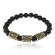 Браслет с рунами под золото Богатство на всех уровнях, с нат. камнем Черный агат 8мм BSRZ025
