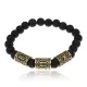 Браслет с рунами под золото Защита от сглаза порчи зла, с синт. камнем Шунгит 8мм BSRZ026