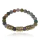 Браслет с рунами под золото Руны Дороги (защита в пути) с нат. камнем Яшма 8мм BSRZ029