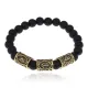 Браслет с рунами под золото Защитный барьер, с синт. камнем Шунгит 8мм BSRZ036