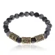Браслет с рунами под золото Обновление и духовное очищение, с нат. камнем Обсидиан 8мм BSRZ038