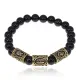Браслет с рунами под золото Приумножение собственности, с нат. камнем Черный агат 8мм BSRZ040
