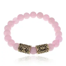 Браслет с рунами под золото Благополучие здоровье долголетие, с синт. камнем Шунгит 8мм BSRZ041