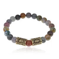 Браслет с рунами под золото Процветание и защита, с нат. камнем Яшма 8мм BSRZ044