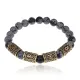 Браслет с рунами под золото Поддержка богов и предков, с нат. камнем Обсидиан 8мм BSRZ066