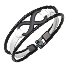Кожаный браслет Бесконечность, 20см, цвет черно-белый BS368-02