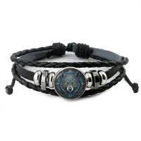 Кожаный браслет Волк BSK-1001