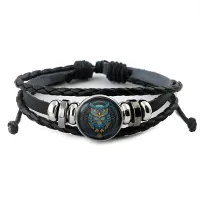 Кожаный браслет Синяя сова BSK-1003