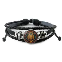 Кожаный браслет Золотая сова BSK-1004