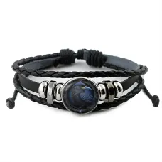 Кожаный браслет Темно-синяя птица BSK-1017