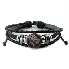 Кожаный браслет Дракон в профиль BSK-1022