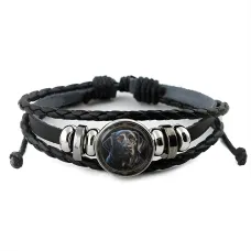 Кожаный браслет Черная собака BSK-1038