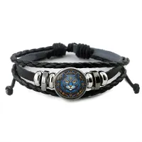 Кожаный браслет Синий кот BSK-1050