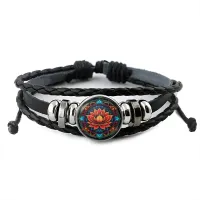 Кожаный браслет Оранжевый лотос BSK-1057