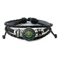 Кожаный браслет Синий лотос BSK-1058