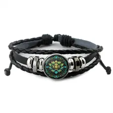 Кожаный браслет Синий лотос BSK-1058