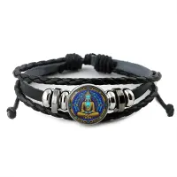 Кожаный браслет Будда циан BSK-1062