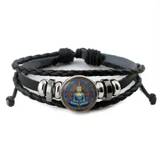 Кожаный браслет Сидящий Будда BSK-1063