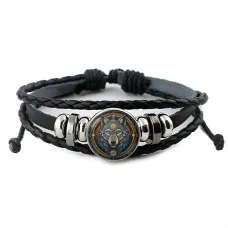 Кожаный браслет Эзотерический волк BSK-1082