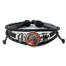 Кожаный браслет Огненный дракон BSK-1107