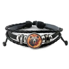 Кожаный браслет Огненный медведь BSK-1118