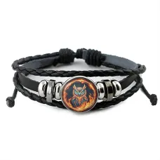 Кожаный браслет Огненный филин BSK-1129