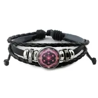 Кожаный браслет Космический цветок жизни BSK-1168