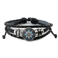 Кожаный браслет Неоновая восьмиконечная звезда BSK-1198