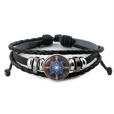 Кожаный браслет Галактический цветок жизни BSK-1224