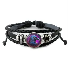 Кожаный браслет Ворон Неон BSK-1233