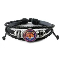 Кожаный браслет Лиса неон BSK-1245