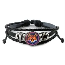 Кожаный браслет Лиса неон BSK-1245