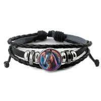 Кожаный браслет Лошадь Неон BSK-1247