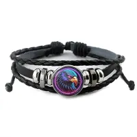 Кожаный браслет Орел неон BSK-1249
