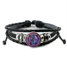 Кожаный браслет Дикая кошка неон BSK-1251