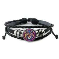 Кожаный браслет Рысь неон BSK-1252