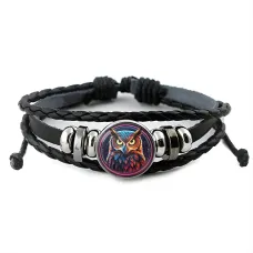 Кожаный браслет Сова Неон BSK-1255
