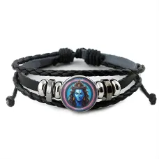 Кожаный браслет Шива неон BSK-1260