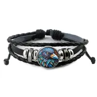 Кожаный браслет Цветной ворон BSK-1262