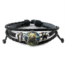 Кожаный браслет Медведь Звездная Ночь BSK-1292
