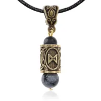 Кулон-амулет с руной Дагаз (Перемены, возможности, путь к счастью), обсидиан KULZ-02